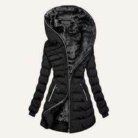 Fitted Hooded Quilted Puffer Jacket with Fleece Lining