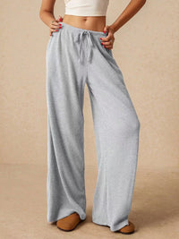 Cashmere-style Wide Leg Trousers with Drawstring Waist