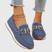 Casual Slip On Loafers with Gold Chain Detail and Platform Sole