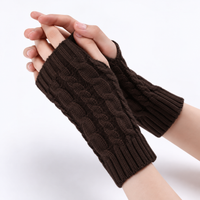 Chunky Cable Knit Fingerless Gloves with Ribbed Cuffs