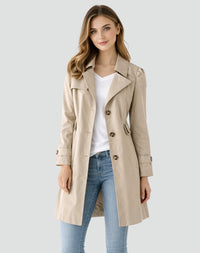 Classic Double Breasted Trench Coat with Buttoned Cuffs