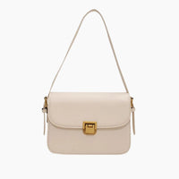 Classic Leather Clutch Bag with Gold Push Clasp