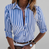 Classic Striped Shirt with Button Front and Roll Up Sleeves