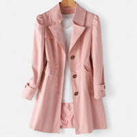 Classic Trench Coat with Lapel Collar and Button Front