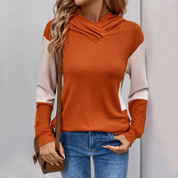 Colour Block Hoodie with V-Neck and Ribbed Contrast Sleeves