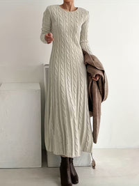 Cosy Cable Knit Maxi Dress with Long Sleeves