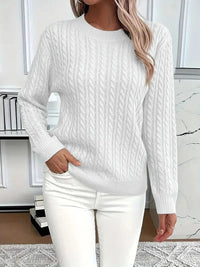 Cosy Cable Knit Sweater with Crew Neck