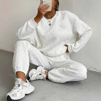 Cosy Cable Knit Two Piece Sweatshirt and Jogger Set