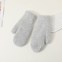 Cosy Fluffy Knit Winter Mittens with Ribbed Cuff