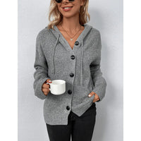 Cosy Hooded Knit Cardigan with Button Front