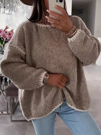 Cosy Oversized Chunky Knit Sweater with Boat Neck