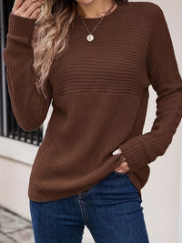 Cosy Oversized Crew Neck Knit Sweater with Side Slits