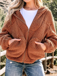 Cosy Oversized Hooded Teddy Jacket with Front Pockets