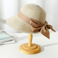 Elegant Straw Sun Hat with Bow Detail