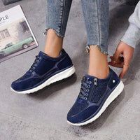 Embellished Suede Sneakers with Side Zip and Lace Up