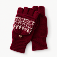 Fair Isle Convertible Fingerless Gloves with Mitten Flap