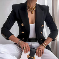 Fitted Double Breasted Blazer with Gold Buttons