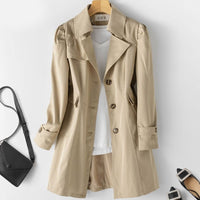 Fitted Single Breasted Trench Coat with Puff Shoulders
