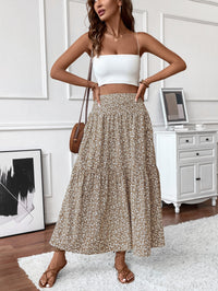 Flowy Ditsy Floral Maxi Skirt with Elasticated High Waist