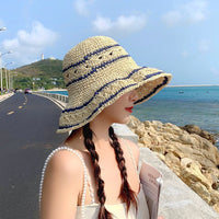 Handmade Straw Sun Hat with Bow and Lace Detail
