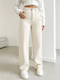 High Waist Wide Leg Jeans in Ivory