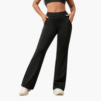 High Waisted Flare Yoga Pants with Wide Fold-Over Waistband