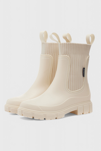 Chunky Chelsea Rain Boots with Ribbed Knit Collar