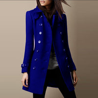 Double Breasted Fitted Wool Coat with Buckle Cuffs