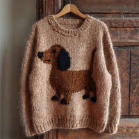 Cosy Chunky Knit Sweater with Dachshund Print