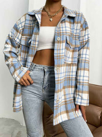 Oversized Check Shacket with Chest Pockets and Button Front
