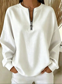 Oversized Half Zip Sweatshirt with Ring Pull Detail