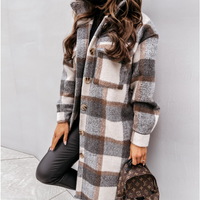 Oversized Plaid Shacket with Chest Pockets and Button Front