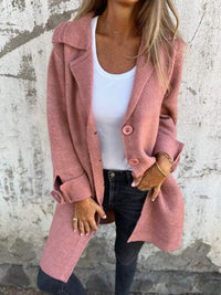 Oversized Wool Coat with Wide Collar and Cuffed Sleeves