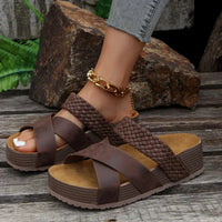 Platform Sandals with Crossover Braided Straps