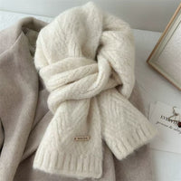 Plush Fluffy Knit Scarf in Warm Winter Tones