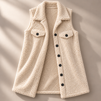 Plush Longline Teddy Fleece Gilet with Chest Pockets