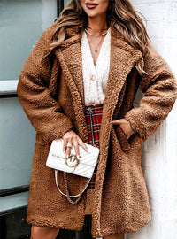 Plush Oversized Teddy Coat with Wide Lapels