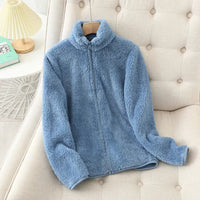 Plush Sherpa Fleece Jacket with High Collar and Side Pockets
