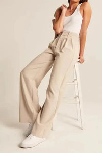 Polished High Waisted Pleated Trousers with Wide Leg and Tailored Fit