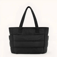 Quilted Puffer Tote Bag with Side Pockets