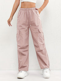 Relaxed Cargo Trousers with Elasticated Waist and Drawstring Hem