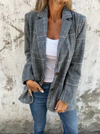 Relaxed Fit Check Blazer with Plaid Pattern