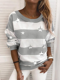 Relaxed Fit Striped Sweatshirt with Star Print