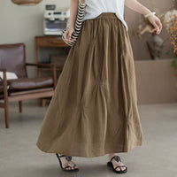 Relaxed Flowy Maxi Skirt with Elasticated Waist and Pintuck Detail