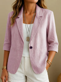 Relaxed Linen Blazer with Three Quarter Sleeves