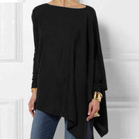 Relaxed Long Sleeve Top with Draped Hem