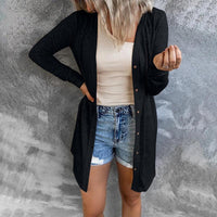 Relaxed Open Front Cardigan with Snap Button Detail