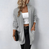 Relaxed Open Front Knit Cardigan with Front Pockets