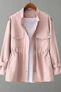 Relaxed Utility Jacket with Drawstring Waist and Chest Pockets