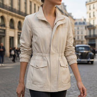 Relaxed Utility Jacket with Drawstring Waist and Flap Pockets